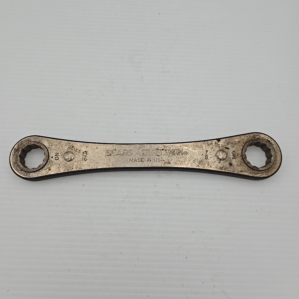 Vintage Crown Logo Craftsman 13/16 x 7/8 Box End Ratcheting Wrench 43685 USA